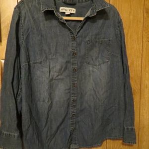 Ava & Viv Denim Button Down Shirt Size 1X